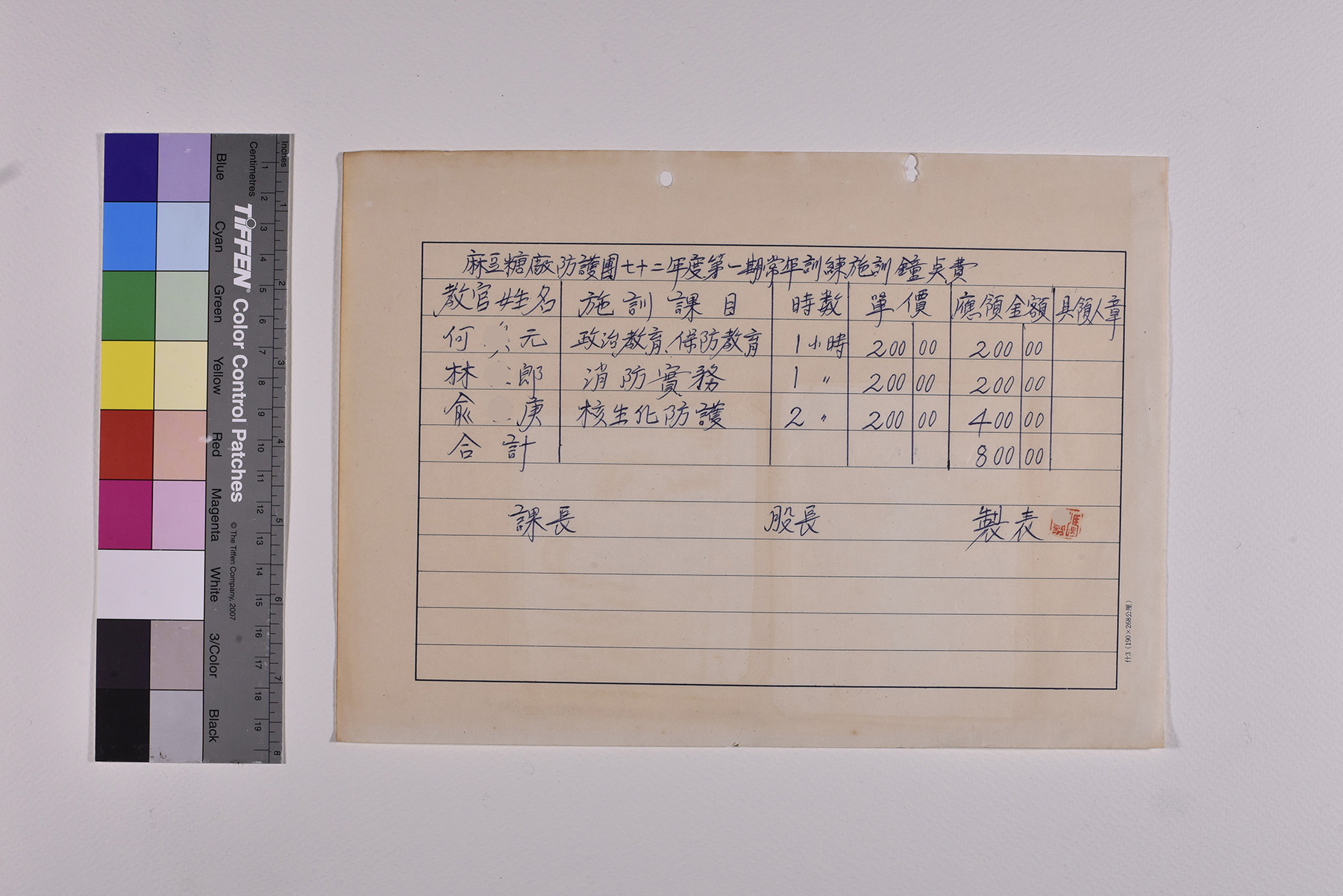 訓練鐘點費