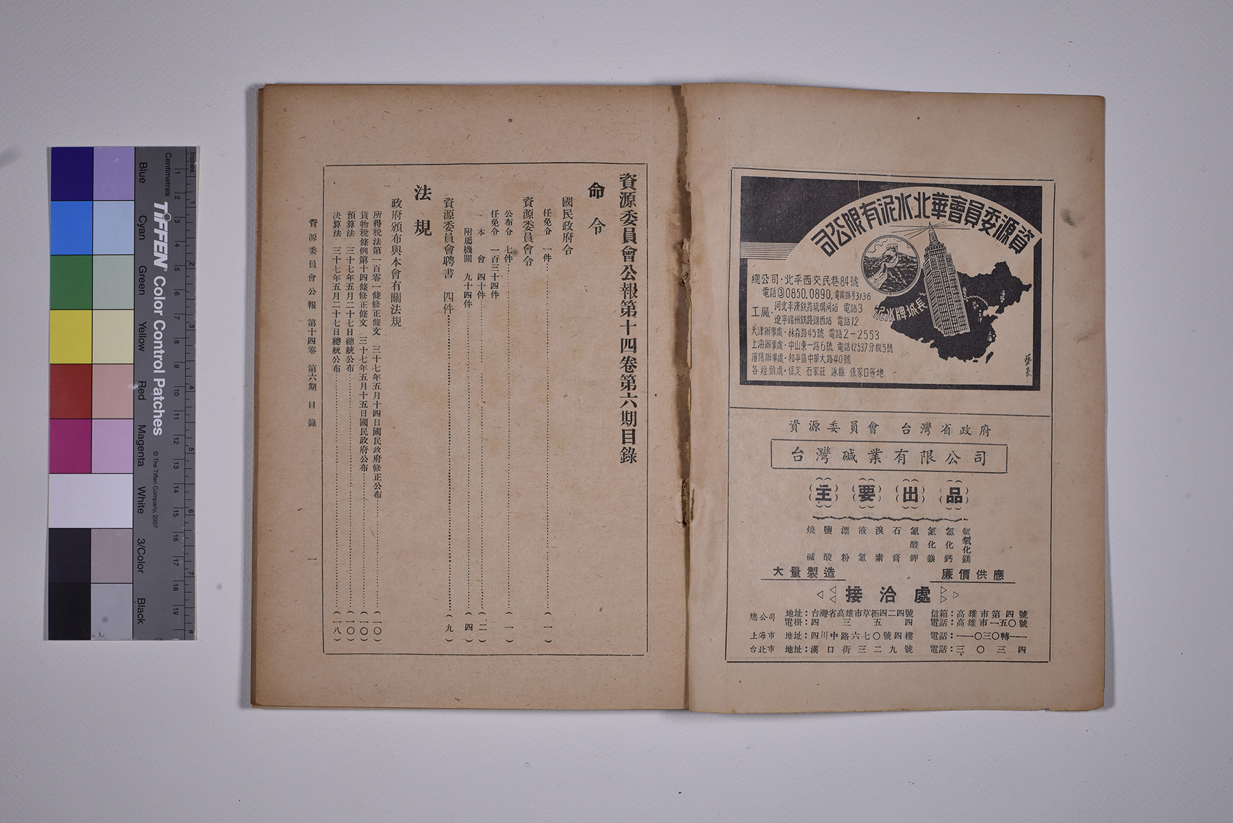 資源委員會公報目錄之命令法規