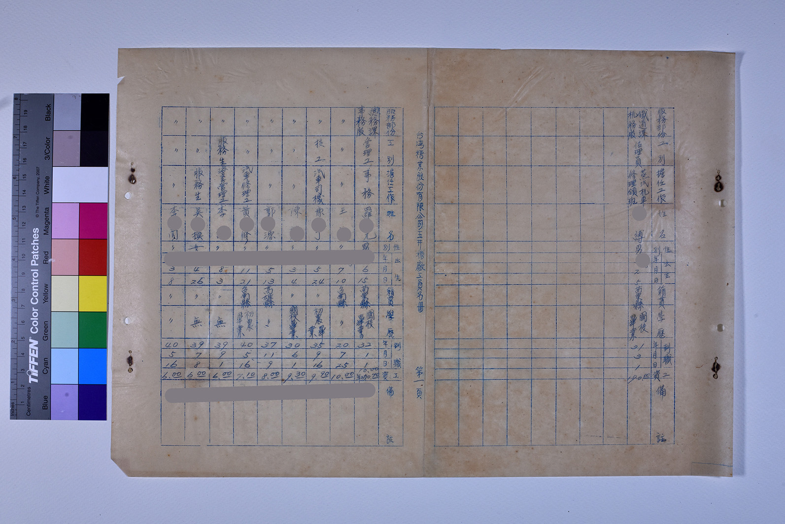 3419-19-玉井糖廠工員名冊520131_ 內頁1